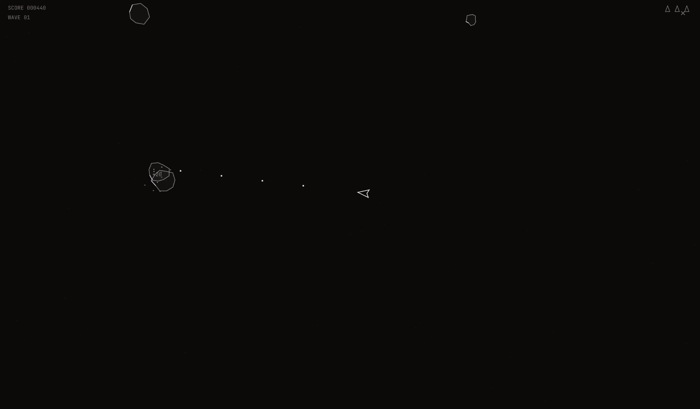 Shards, the hidden Asteroids-style game, running in the browser